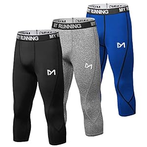 MEETYOO Herren 3/4 Kompressionshose Sport Leggings