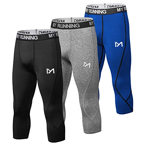 MEETYOO Herren 3/4 Kompressionshose Sport Leggings