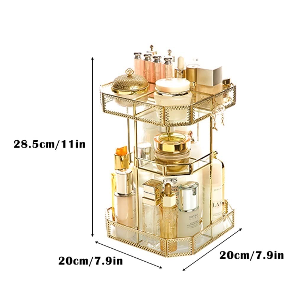 Organizador Maquillaje Caja de Almacenamiento cosmético Giratorio 360 ​​° Cuidado la Piel Vidrio Vanity