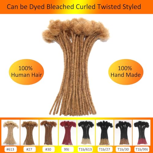 Honey Blonde Loc Extensions Human Hair 0.4 cm 8 Inch 30 Strands #27 Dreadlock Extensions Human Hair Loc Extensions Dreads Extensions for Men Women Kids Real Human Hair Locs Handmade Permanent Locs - Image 5
