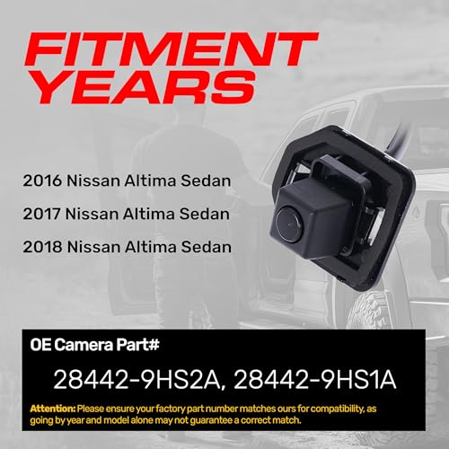 Image of Master Tailgaters Replacement for Nissan Altima Sedan (2016-2018) Backup Camera OE Part # 28442-9HS2A, 28442-9HS1A
