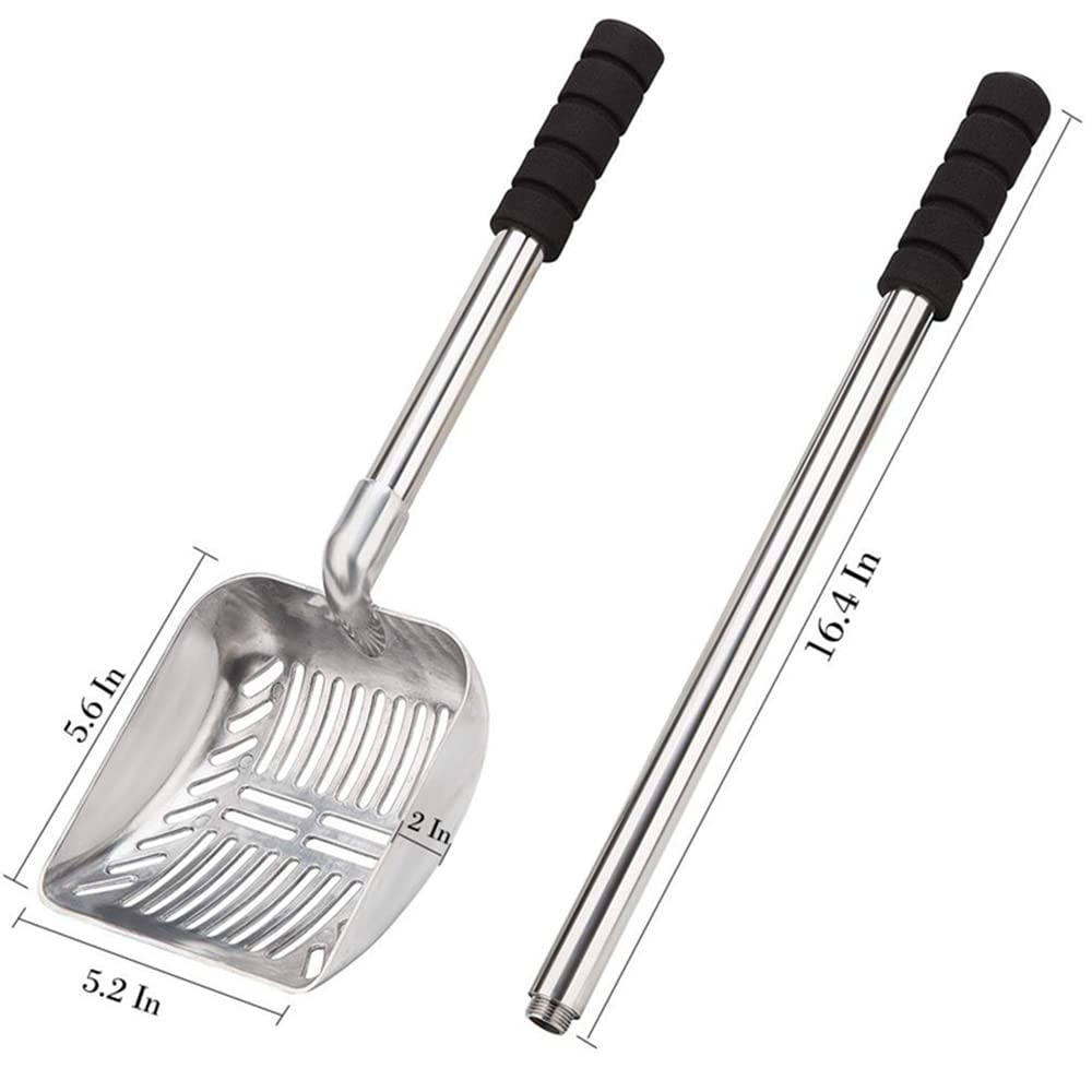 Cuchara De Arena para Gatos De Metal con Pala Profunda Y Mango Largo Tamiz De Arena para Gatos Antiadherente De Acero Inoxidable Desmontable