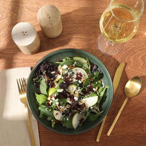 Image of Gibson Elite Beckett 4-Piece Multi-Color 9 Inch Dinner Plate Bowl Set - Reactive Glaze Stoneware - Shallow Serving Pasta Bowls (Blate) - Wide-Rim Round Design - Microwave & Dishwasher Safe