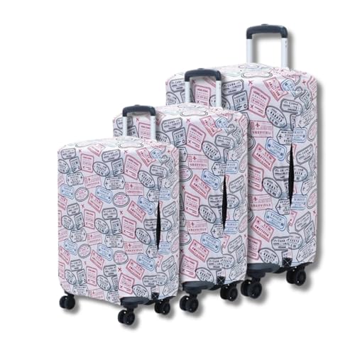 Travelsky Elastic Polyester Dust Protector Luggage Covers Set of 3 (Small, Medium, Large, Multisize) (Travel Accessories, Passport Stamp)