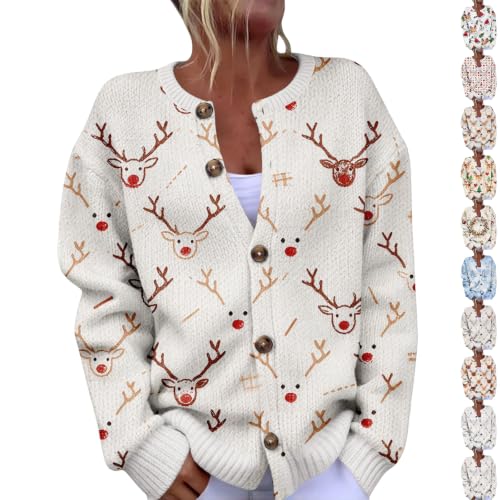 Christmas Sweater Women 2026 Cozy Oversized Button Up Cardigan Sweaters - image 1