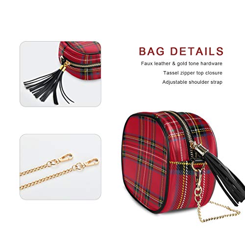 ALAZA Tartan Background Plaid Crossbody Bag with Adjustable Metal Chain Strap for Women Girl2
