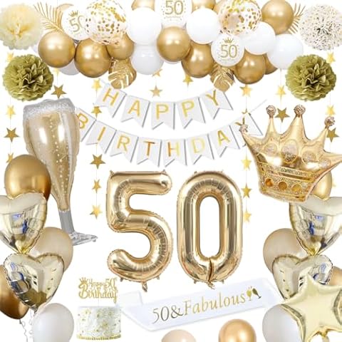 KISPATTI Gold 50th Birthday Decorations Set Cover