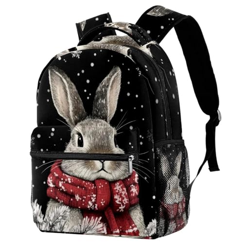Sac à dos d'école motif flocon de neige et lapin multicolore taille unique