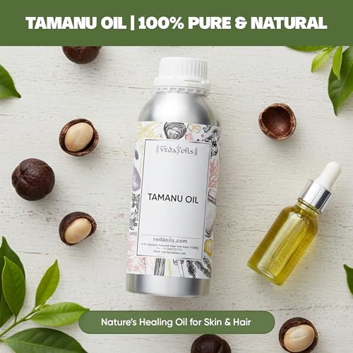 Image of VedaOils Tamanu Oil for Skin 100ml | 100% Pure & Natural Cold Pressed Tamanu Oil for Face & Body Moisturizer, Skin Nourishment & Acne Care