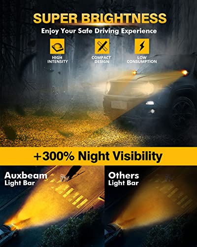 Auxbeam LED Pods Cube Light Bar 2PCS 3" 96W Amber White 6 Modes Strobe Lights Driving Off Road Ditch Lights Amber Fog Lights Spot Flood Combo for Ford f150 Polaris RZR Jeep Wrangler