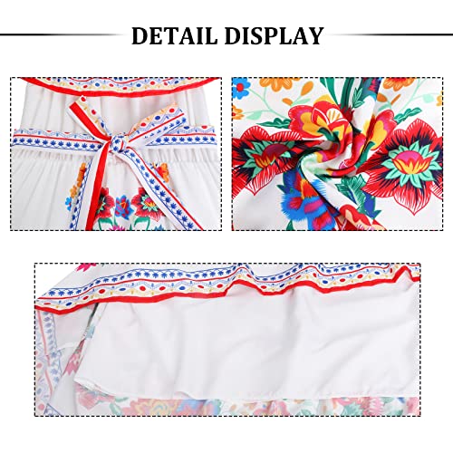 Xplanet Mexican Dress for Women Off Shoulder Floral Print Maxi Dress Summer Party Casual Sundress Dresses2