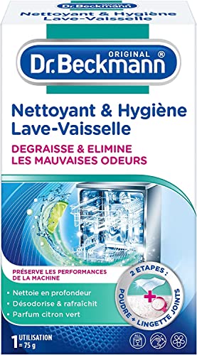 Dr. Beckmann Nettoyant & Hygiène Lave-Vaisselle | Dégraisse et élimine les mauvaises odeurs | Lingette joints incluse | 75g