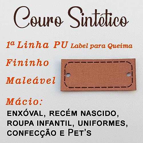 50 Unidades Feito com Amor Etiqueta Retangular - Tag´s de Couro Sintético Palavras Prontas para etiq