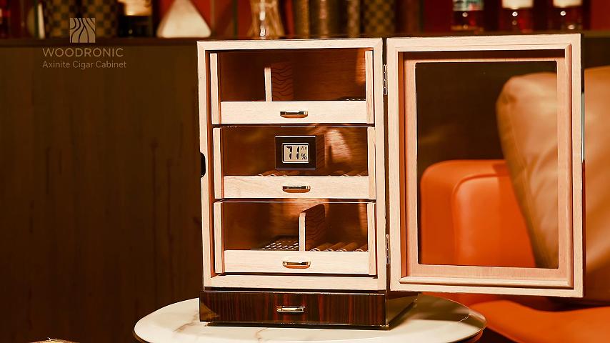 Amazon.com: Woodronic Cigar Humidor Cabinet with Accessory Drawer, Magnetic  Door, 3 Spanish Cedar Drawers & Dividers, Digital Hygrometer & Humidifiers,  Glossy Ebony Finish, Holds 150 Cigars, Cigar Gift for Men : Health
