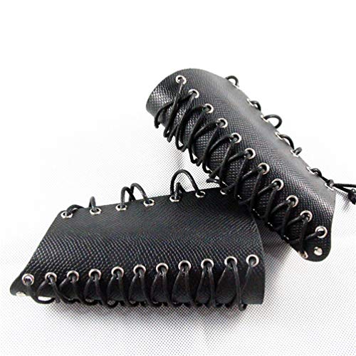 Amosfun Protetor de braço de couro punk pulseira de pulso vintage tecelagem para cosplay fantasia de
