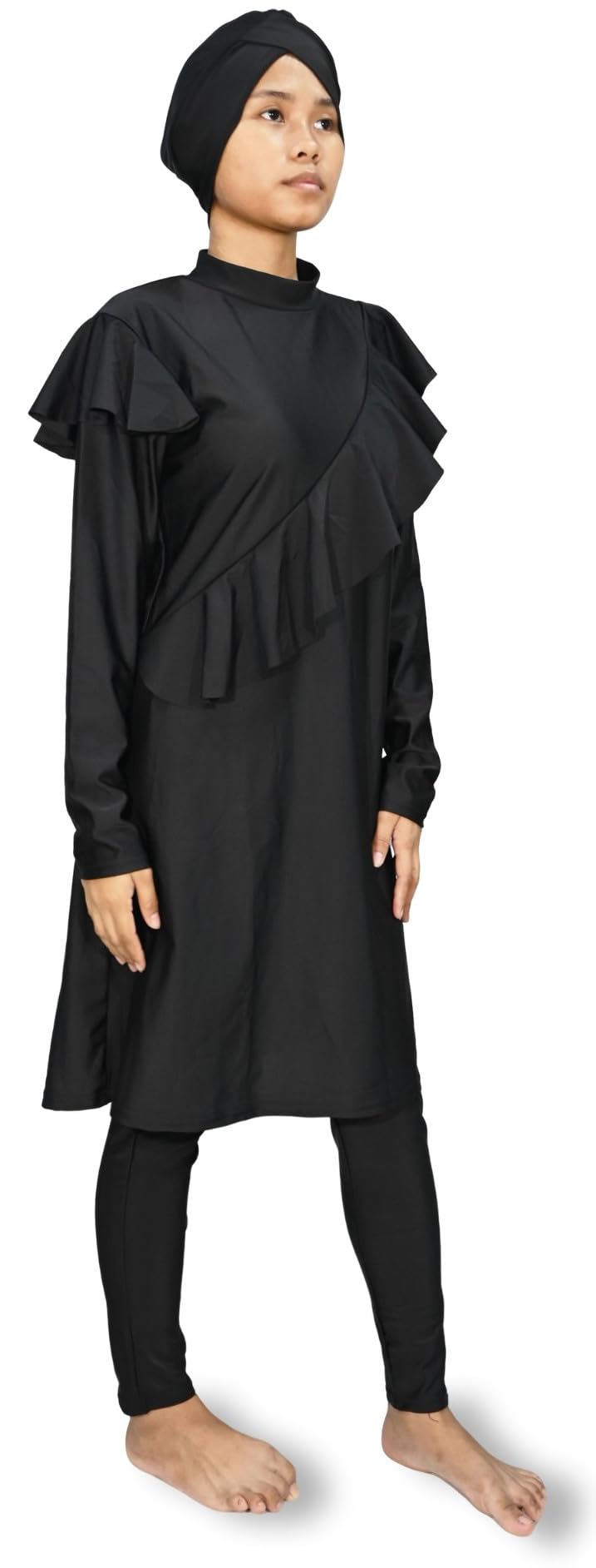 Burkini Elegante con Volant e Gonna a Copertura Completa