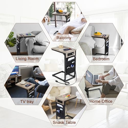 Mesa auxiliar en forma de C con estación de carga - 32% de descuento