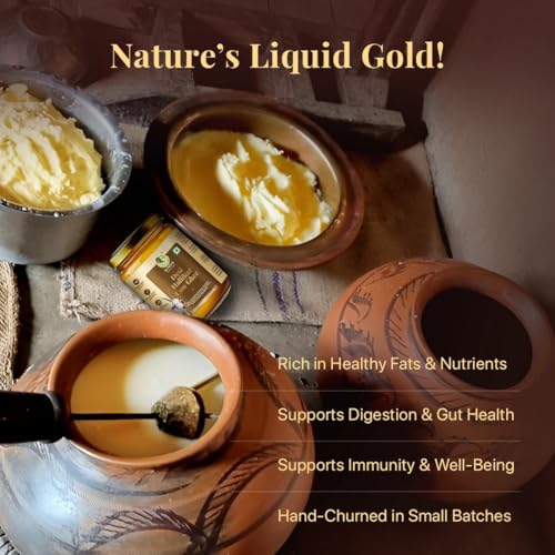 Image of Asmita Organic Farms Hallikar Cow A2 Ghee 500ml (Glass Jar) | Hand-Churned Traditonal Bilona Method | Grass-Fed & Pasture-Raised in Karnataka | Rich Aroma | Healthy & Natural Danedar Desi Ghee