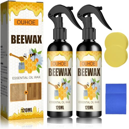 Biaoyun Natural Beeswax Care Spray & Restorer, Beeswax Wood Polish for Floors and Furniture, Natural Micro-Molecular Spray – Multi-Purpose（2 Bottles）