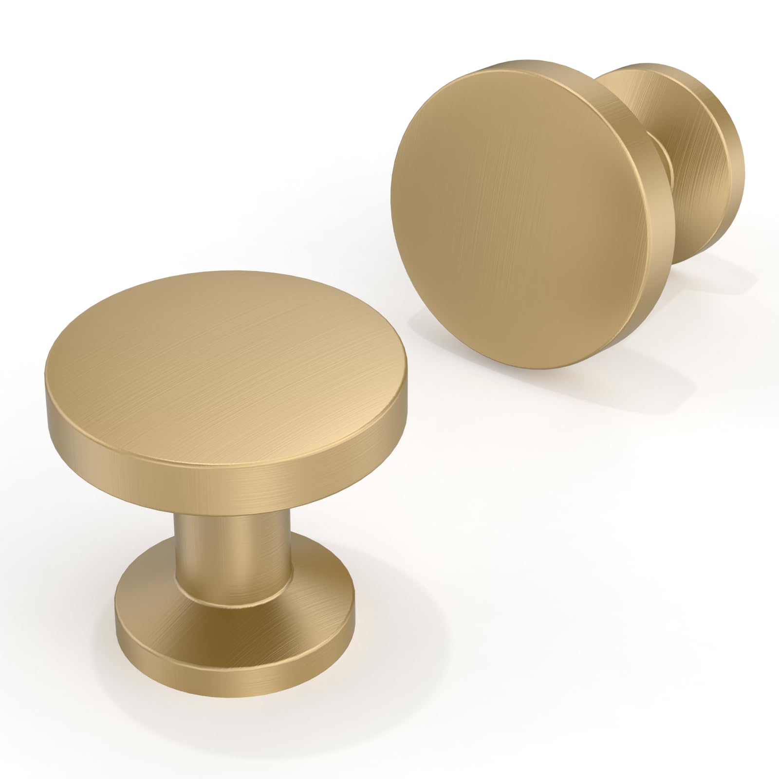Asimerdeco 10 Pack Champagne Bronze Cabinet Knobs 30mm Round Kitchen Solid Zinc Alloy Drawer Knobs