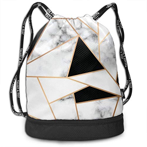 XCNGG Mochila del Lazo, Bolso de la Mochila del Paquete del Gimnasio del Viaje del Deporte de la impresión de la Textura de mármol Blanco y Negro