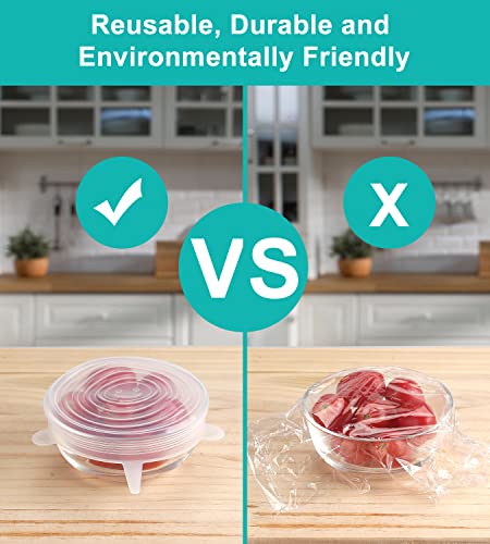 Jamgozoo Silicone Stretch Lids 12 Pack: Reusable Silicone Lids For Bowls And Food Covers, 6 Different Sizes Silicone Bowl Covers To Meet Most Containers,Dishwasher & Freezer Safe #TOP5