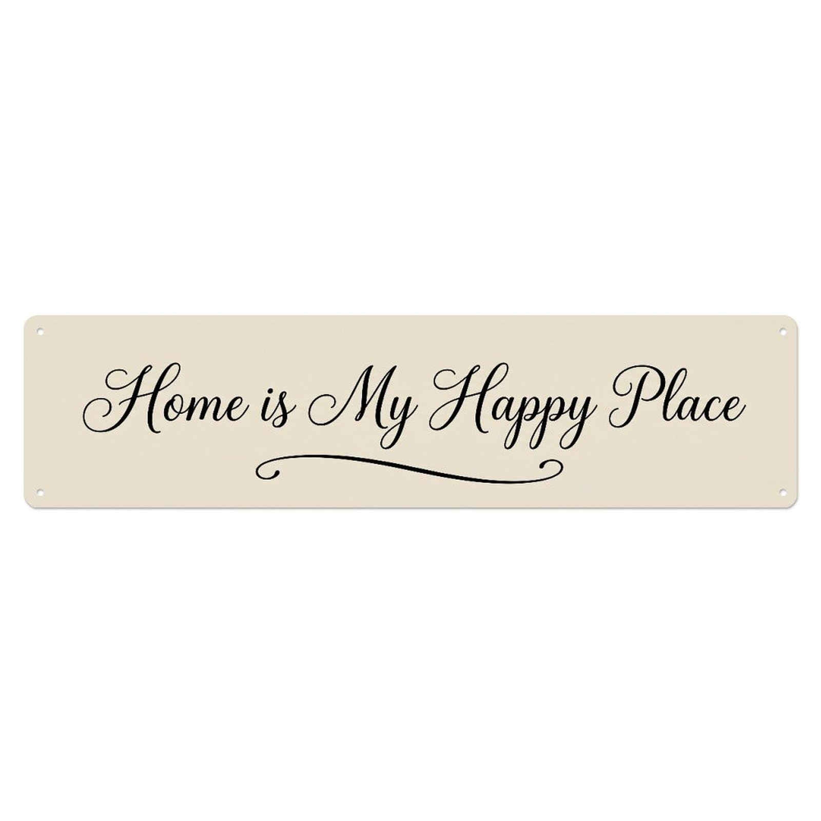 Home Is My Happy Place Heartfelt Message Metal Tin Skinny Sign Plaque Wall Decor for Cafe, Club Bar, Office, Home Garden Metal Poster 4x16Inch