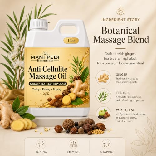 Image of TMPE Anti Cellulite Shape-Up Slimming Massage Oil with Natural power of Triphaladi, Ginger & Tea-Tree Oils - 1Ltr