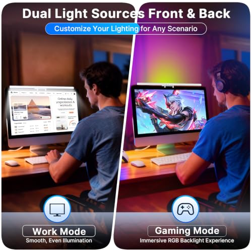 Image of Syrinx Monitor Light Bar for Home Office & Gaming, Eye-Caring Computer Monitor Lamp, No Glare Screen Light, CRI95+, Stepless Brightness & Color Temp Adjustment, USB Powered, for Flat & Curved Monitors