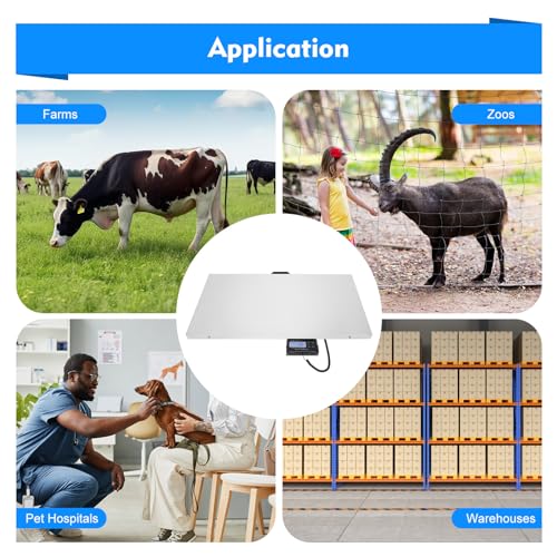 MINRS Digitale Haustierwaage Digital-Haustier-Skala Tierwaage Kleine Tierwaage mit LCD-Display zur Messung von Kleinen Katzen, Hunden, Futter, Gewichtswaage Genau Messen (Max 300 kg)