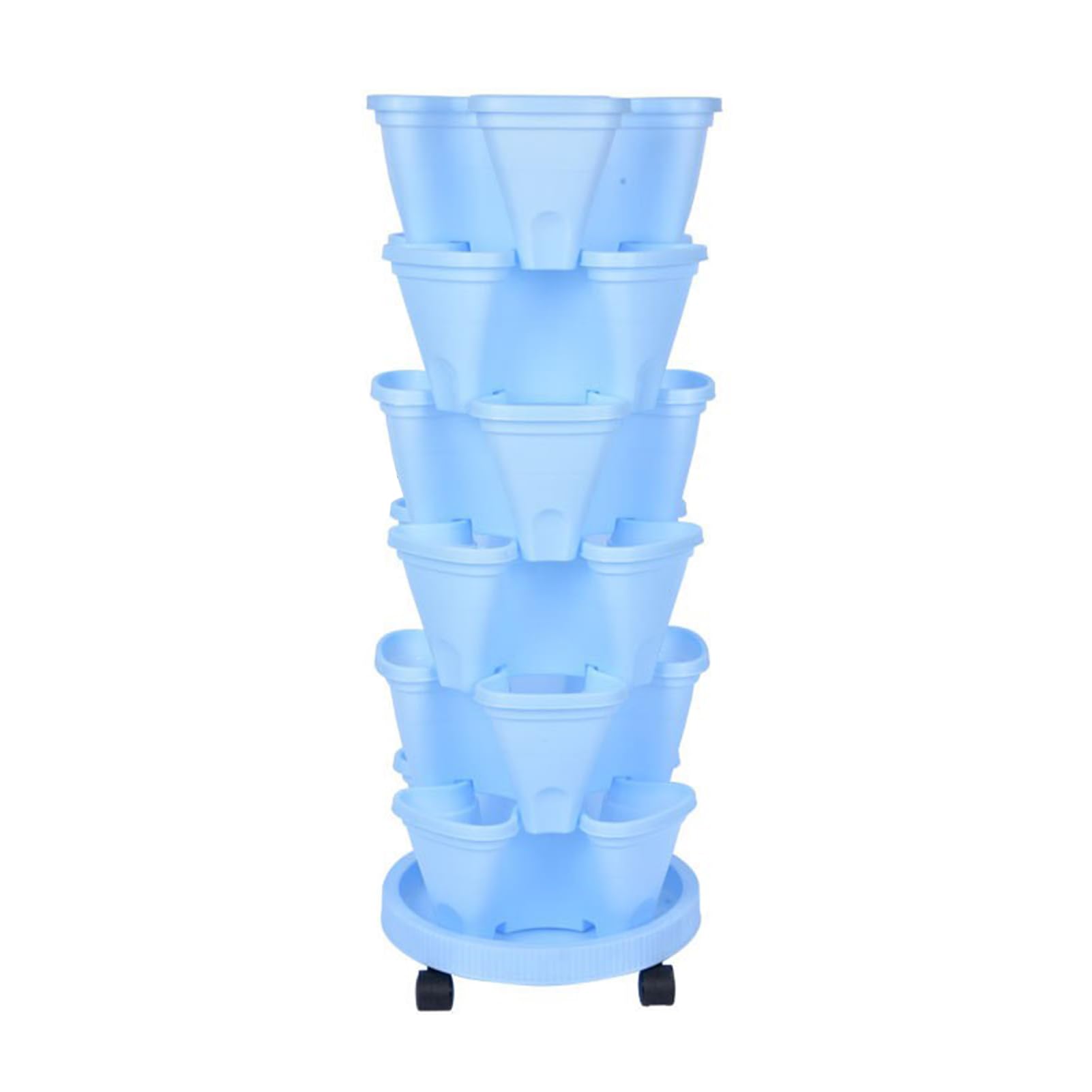 lvifloae Space Saving Creative Flower Pots,Vegetable Planting Artifacts, Three Dimensional Planting Pots Planting Boxes Plastic Flower Pots 6 Flower Pots and 1 Universal Wheel Tray (plastic 4)