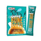 LonoLife Thai Curry Beef Bone Broth Powder Mix | Grass-Fed, 10g Protein | Collagen-Rich, Keto & Paleo Friendly | Natural Ingredients | 24 Portable Stick Pack Servings