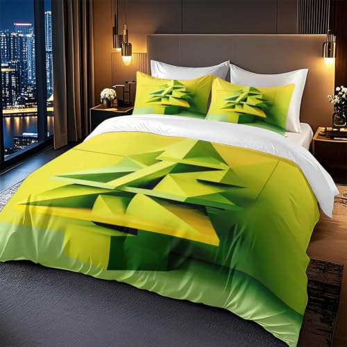 Housse de couette 240 x 260 triangle jaune抗皺耐磨雙人床包組附枕套