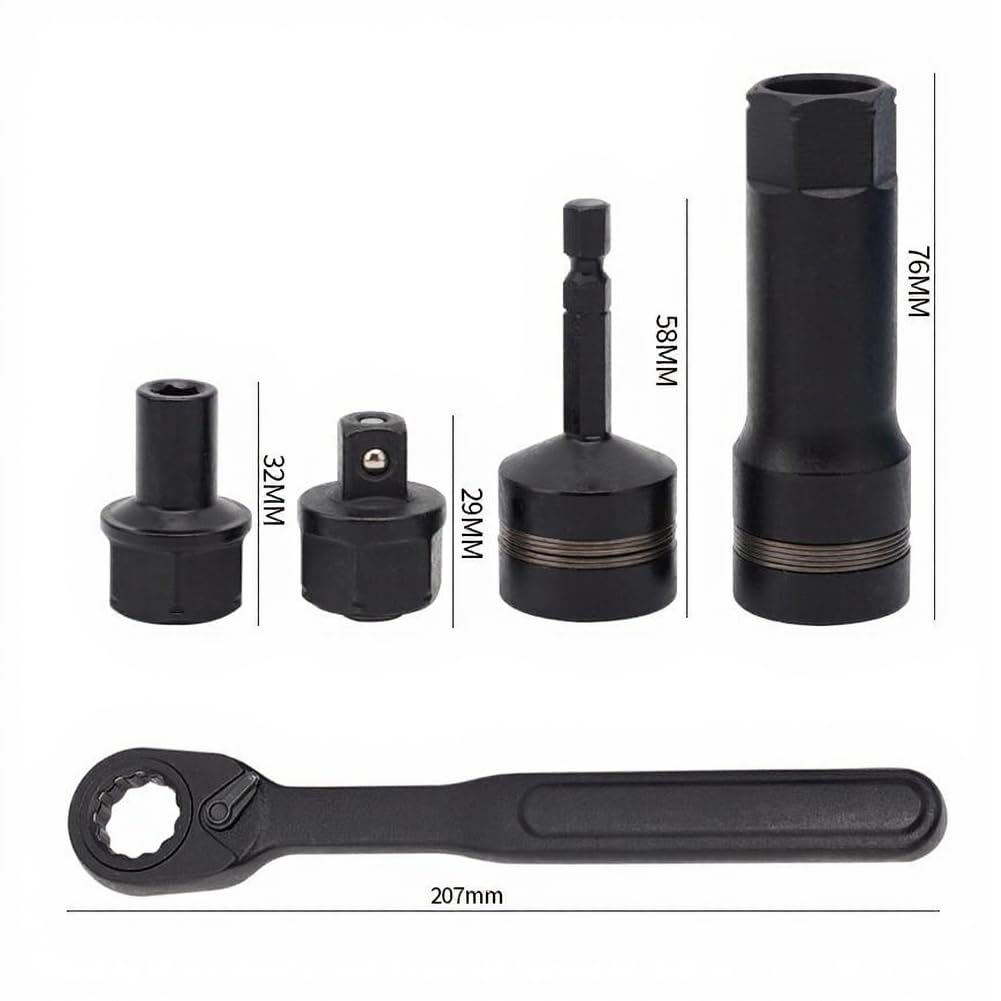 Set di chiavi a bussola a cricchetto, 15 pezzi, kit di chiavi a bussola passanti, 6/12 punti metrici, 10-19 mm, in acciaio cromato, per riparazioni automobilistiche