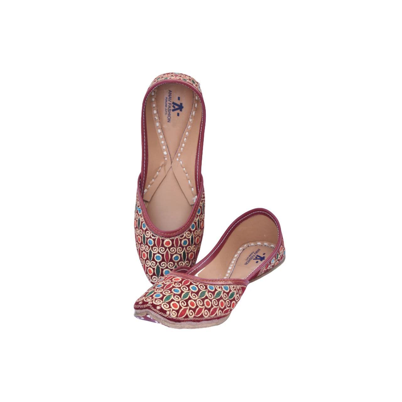Beautiful Golden Punjabi Jutti for Women | Handcrafted Soft Leather Comfort Famous Multicolor Work all over | Unique Design Moccasins | Ladies Mojaris (Available in UK Size- 3, 4, 5, 6, 6.5, 7)-image-49