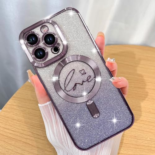 Image of ZIYE Magnetic Case Designed for iPhone 16 Glitter Case-Purple
