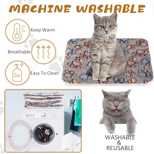 4-Pack-Ultra-Soft-Dog-Cat-Bed-Mat-with-Cute-Prints-Reversible-Fleece-Dog-Crate-Kennel-Pad-Cozy-Washable-Thickened-Hamster-Guinea-Pig-Bed-Pet-Bed-Mat-for-Small-Animals-Gray21-x-14-Inches