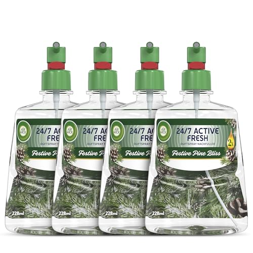 Air Wick Active Fresh Aeorosolfreier automatischer Lufterfrischer Raumduft Festive Pine Bliss 4 x 228 ml Nachfüller