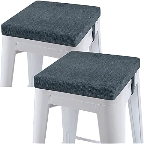 baibu 12x12 Inches Stool Cushion Square with Ties Set of 2, Non-Slip Bar Stool Cushion Square Seat Cushion with Machine Washable Cover - 2 Cushions Only (Dark Grey, 12x12x1.5in) Cover