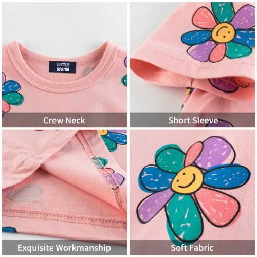 Image of LittleSpring Kids Short Sleeve Graphic T-Shirt 100% Cotton