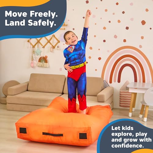 SaferBounce Crash Pad for Kids Sensory | Big 5Ft x 5Ft Or 3Ft x 4Ft | Autism Sensory Crash Mat for Jumping & Play | Crashpad | Soft Foam Landing Pad for Kids | Giant Pillow Mat | Climbing & Gymnastics