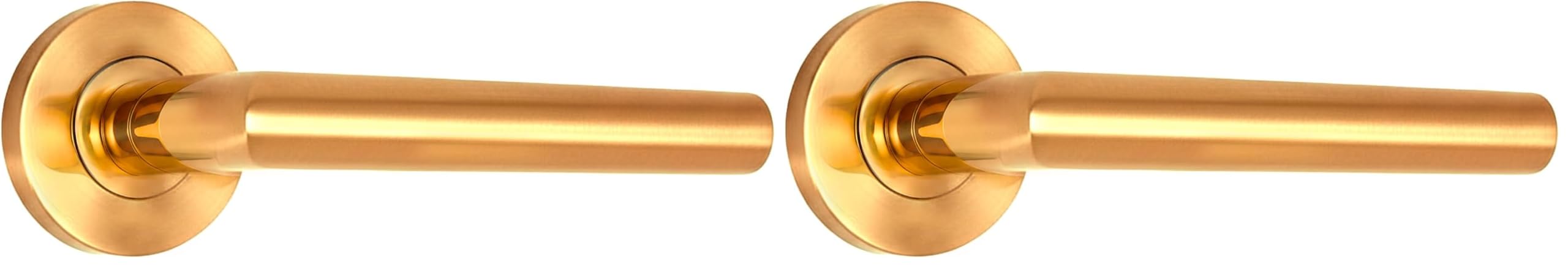 Micel - 05651 - Juego de Manilla con Roseta (53 mm) y Maneta de ángulo recto, Material acero inoxidable, Color dorado PVD, 148 x 53 x 70 mm (Paquete de 2)