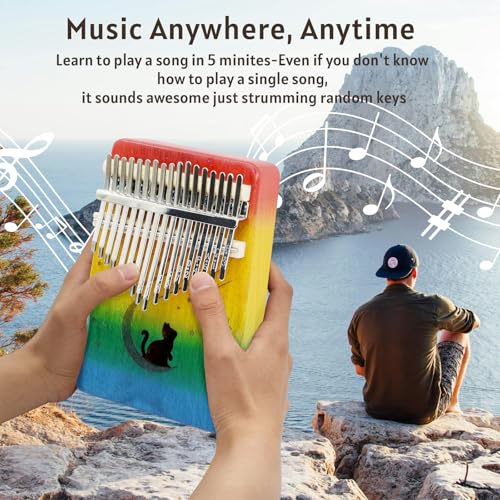 Image of 17 Key Kalimba Thumb Piano, Mbira Instrument,Musical Gift for Kids & Adults
