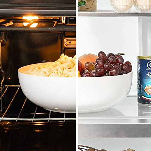 Le Tauci 9.6 Inch Large Serving Bowls, 2.5 Quart Big Salad Serving Bowls, Serving Bowls For Entertaining, Microwave & Dishwasher Safe, Deep Soup Bowl For Kitchen, White #TOP2