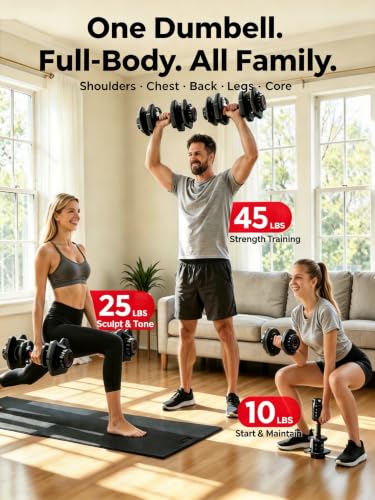 Image of FEIERDUN DB1 QuickDial Adjustable Dumbbell Set, 15-in-1 Adjustable Weights with Storage Box & App, 105lb /52.5lb Quick Change for Drop Set, Superset & HIIT Home Gym, Non-Slip Handles, 3-year Aftersale Service