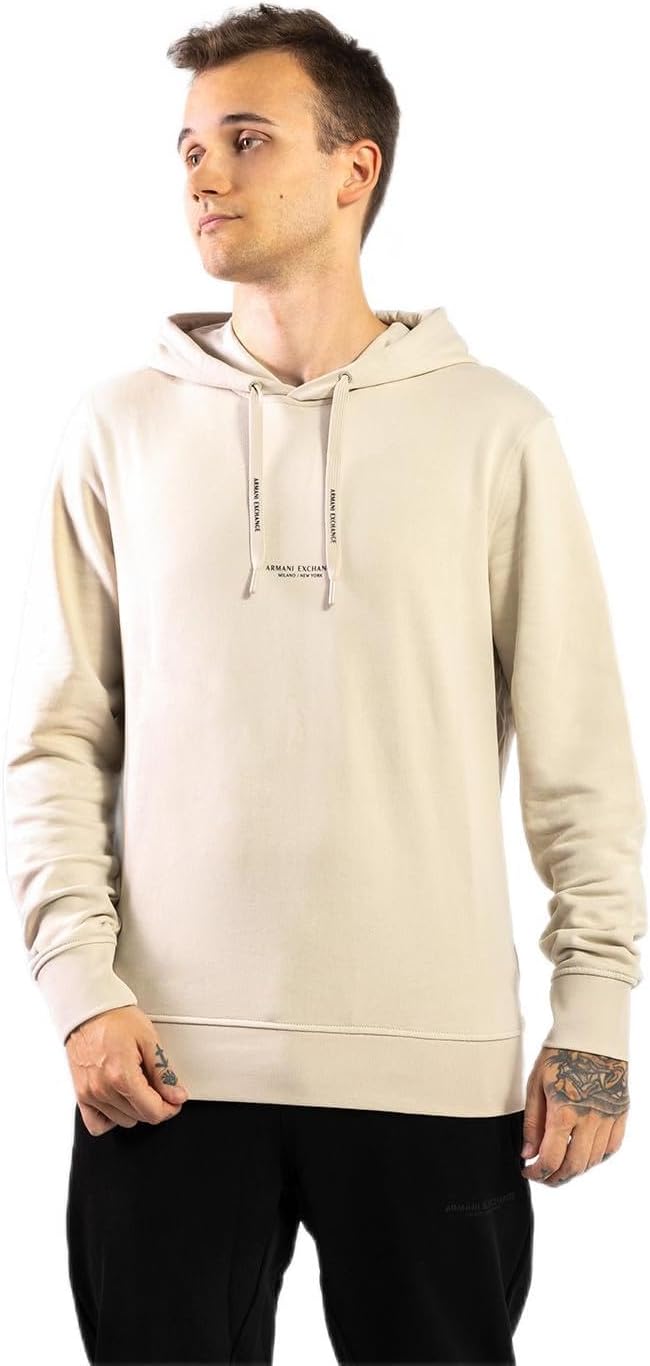 Armani Exchange mens Hooded Small Logo Sweatshirt