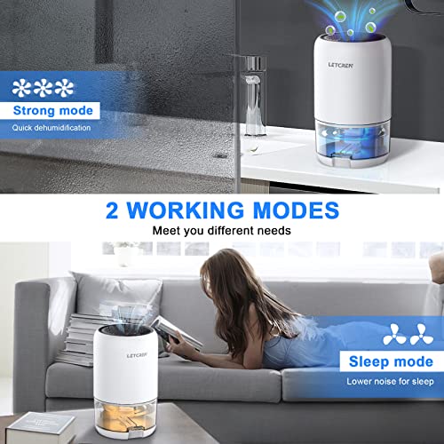 Dehumidifiers For Home Up To 280 Sq.ft With Auto-Off, Two Working Mode, 7 Colorful Led Light, Letcren 35Oz Quiet And Portable Dehumidifiers For Bathroom, Bedroom, Basement, Kitchen, Rv, Closet #TOP3