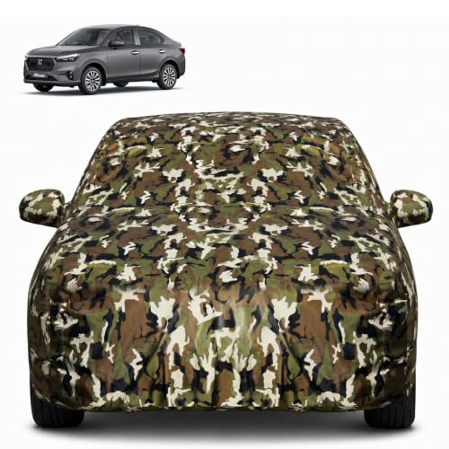 Image of Pivalo Car Body Cover for Honda Amaze All Model & Years (2013-2026) 100% Waterproof with Mirror Pockets, Triple Stitched Dustproof Heat Resistant UV Protection (Military /Jungle /Camouflage)
