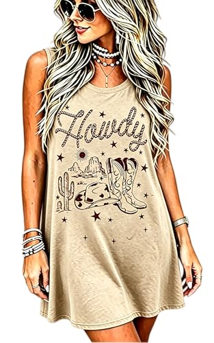 Image of Vintage Rock Country Music Dress for Women Rock Concert Band Graphic Tshirt Casual Letter Print Short Dress