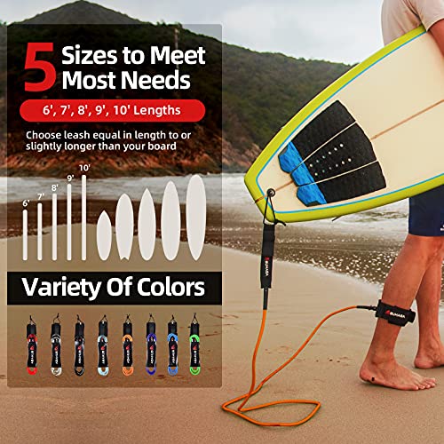 image for Abahub Premium Surfboard Leash, Straight Surf Board Leg Rope, Legrope 